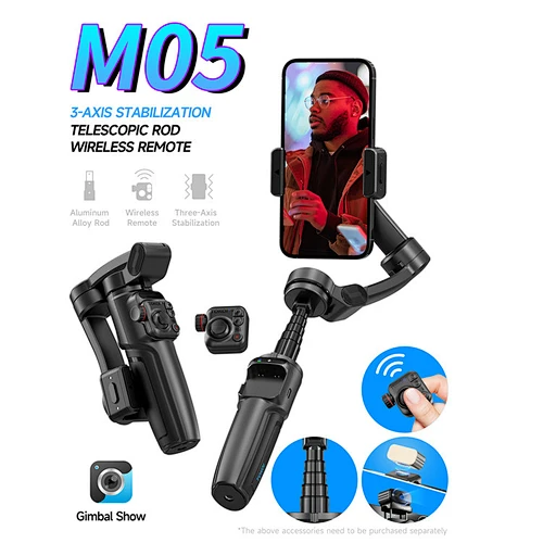 3 Axis Anti Professional Phone Stabilizer Gimbal with Telescopic Rod AI Face Tracking Adjustable Fill Light Wireless Remote for Mobile Phone Video Livestream